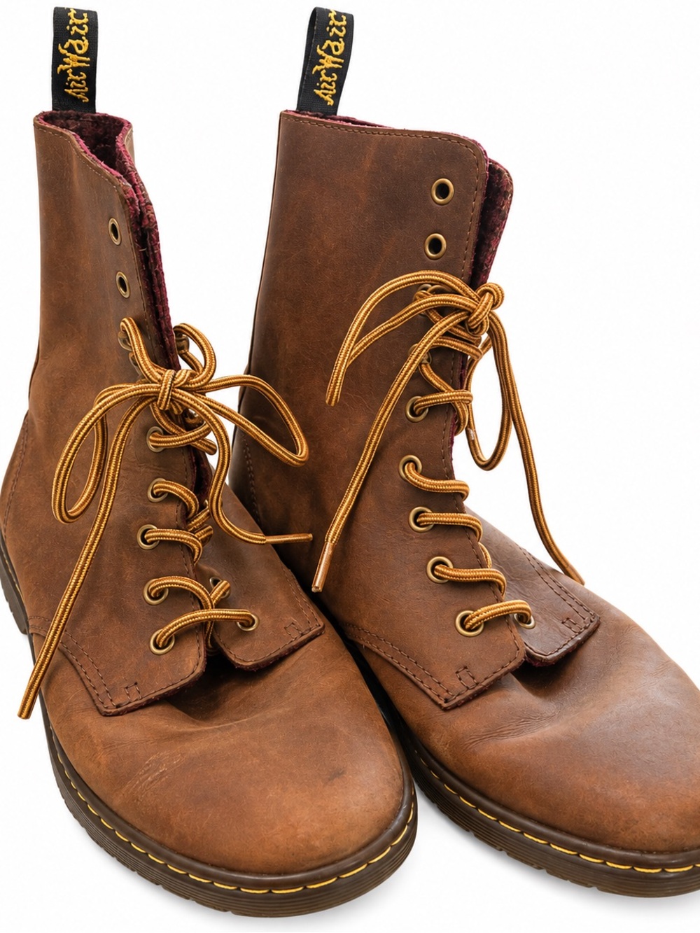 Dr Martens Tehani Women 10 Brown Leather Plaid Lined Boots AirWair - Picture 2 of 7